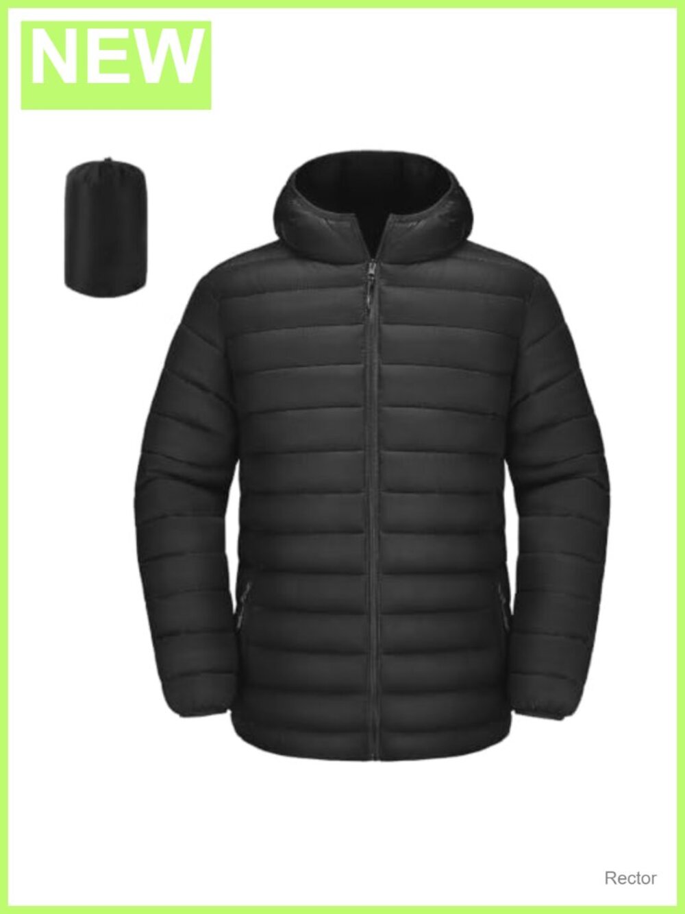 Mens Lightweight Packable Puffer Jacket Hooded Down Alternative Water Resistant